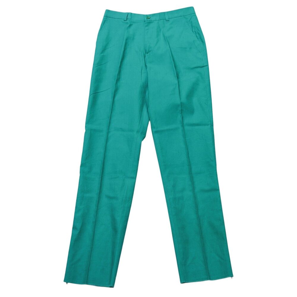 Mens 32 Teal Green Cotton Pants Straight Fit Flat Front Chino Trousers NWT
